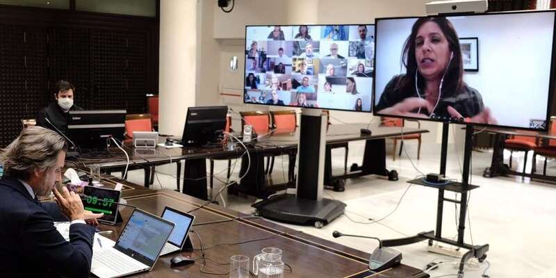 Carmen Hernández durante la reunión de este martes de la Diputación Permanente del Parlamento canario (Foto TA)